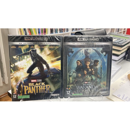 BLACK PANTHER + BLACK PANTHER : WAKANDA FOREVER 4K UHD + BLU RAY 2 FILM SET
